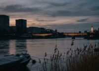 Rhine River at the Three Countries Corner in Basel where Switzerland, Germany and France meet